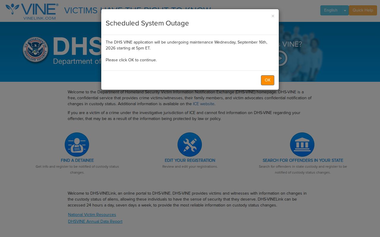 Mecklenburg County federal immigration DHS VINE custody alert path
